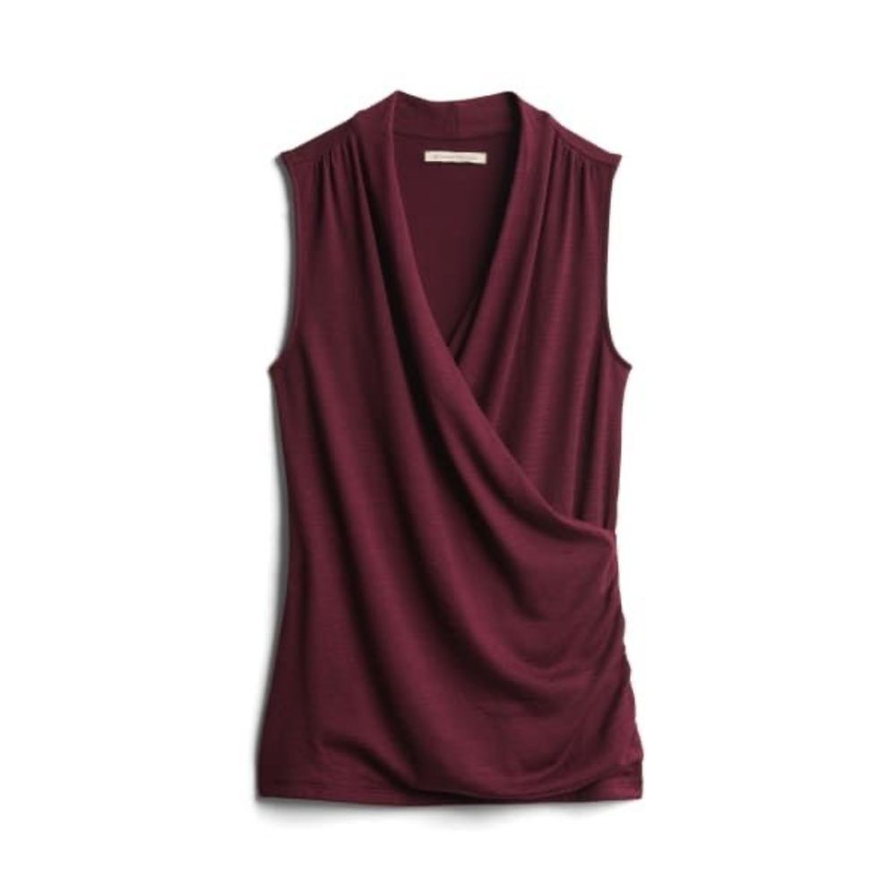 41 HAWTHORN Benni Wrap Front Ruched Knit Top Burgundy Small Stitch Fix Nwt